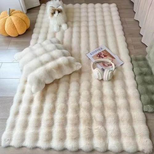 900克1200克仿兔毛泡泡绒 兔毛绒格子 床上四件套家居沙发垫面料