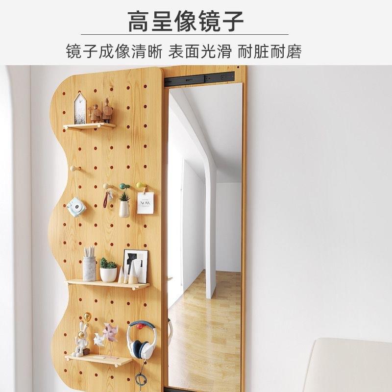 镜子推拉QZR形全镜壁挂关闭体洞洞身板可入户遮挡一玄关隐藏隐穿
