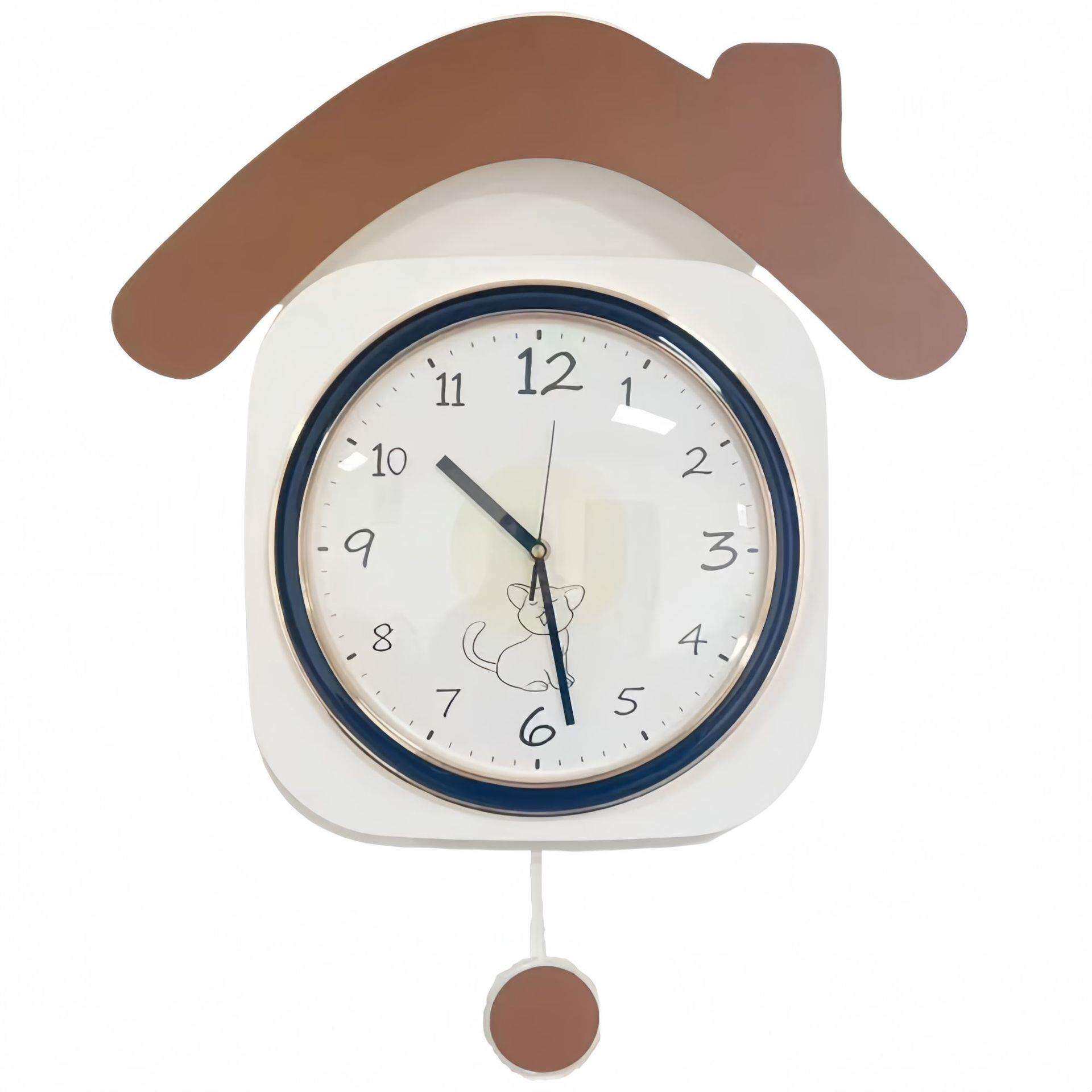 中古风钟表挂钟客厅大白墙装饰挂表家用简约轻奢时钟挂墙免打孔表