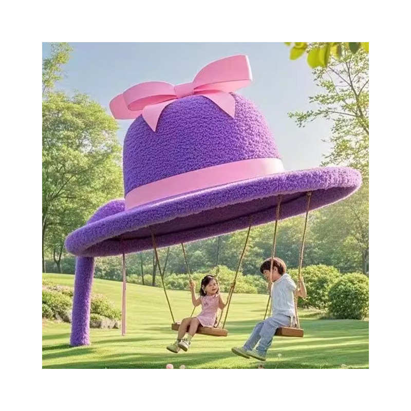 巨型绿大帽子景观草帽柳编装置雕塑帽子小品藤编雕造型帽子仿真