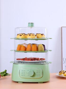 13.7L大容量绿色机械旋钮款家用蒸煮一体多功能锅