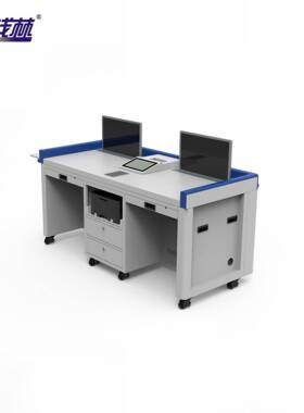 审讯桌QL-ZZL21AN双工位21.5英寸双升降屏设计