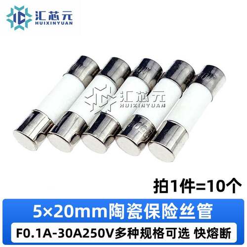 5*20mm陶瓷保险丝管 快熔断F1A 2A 3A 5A 8A 10A 15A 20A 30A250V