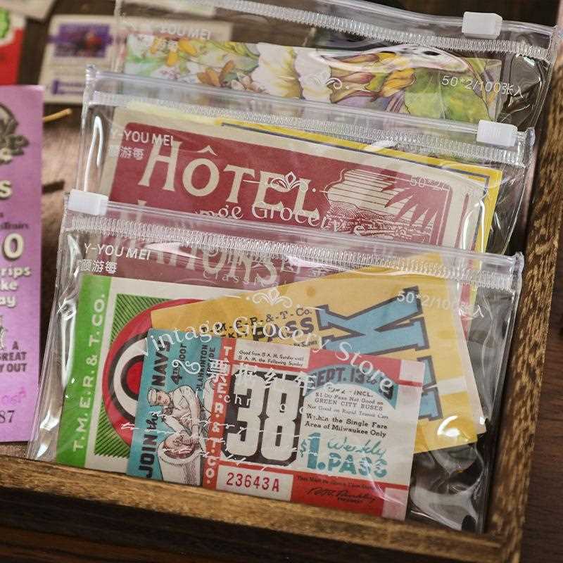 颜游每复古杂货铺系列创意复古文艺手帐DIY装饰贴画100张8款