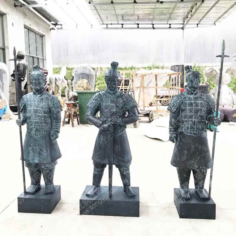 大型铸铜兵马俑雕塑 景观雕塑仿古青铜人物铜雕秦始皇陵士兵雕塑