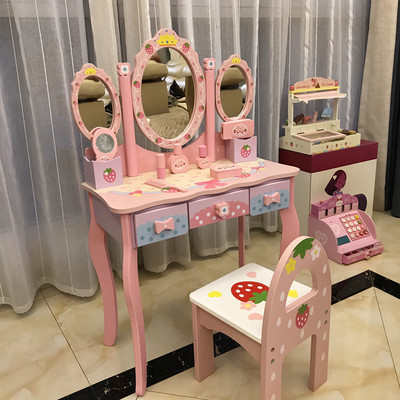 儿童过家家梳妆台公主化妆桌品女孩生日礼物仿真宝宝套装木制玩具