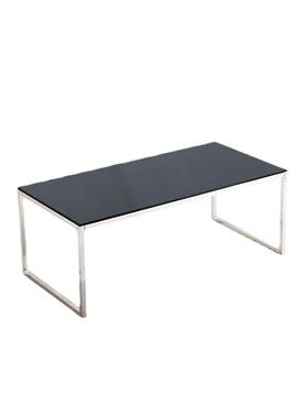 制色钢化玻璃茶几定简约轻奢茶几正长用形商DF8001黑办公室客厅茶