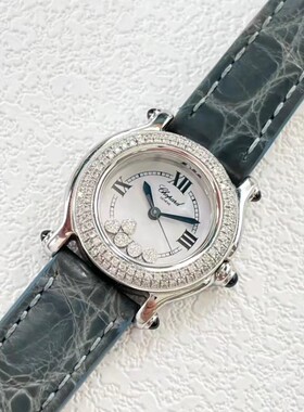 【公价34700】98新26mm萧邦快乐钻278245-3007后镶钻石英女表正品