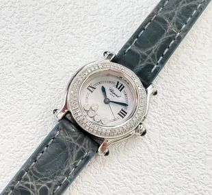 3007后镶钻石英女表正品 98新26mm萧邦快乐钻278245 公价34700