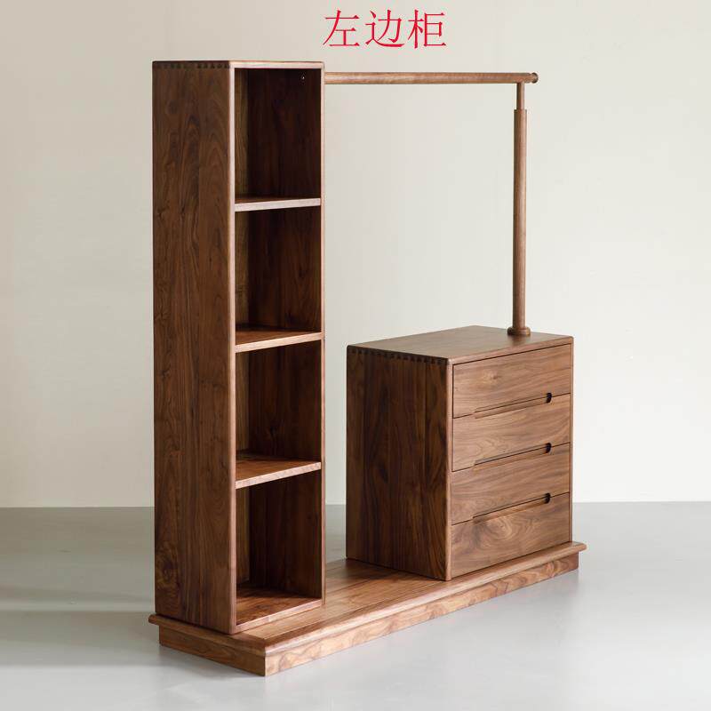 高档实木斗衣帽架北一体北美黑胡柜桃木多功能欧区分式挂衣柜厂家