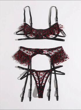 erotic lingerie sexy perspective three-piece set