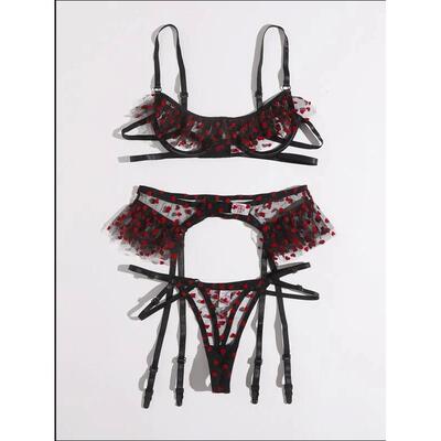 erotic lingerie sexy perspective three-piece set