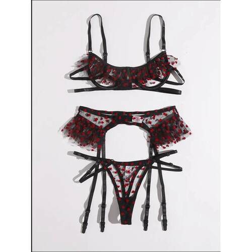 erotic lingerie sexy perspective three-piece set