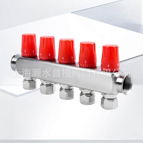 6602方形手动不锈钢分集水器水地暖径向轴25/32主杠2路-13路