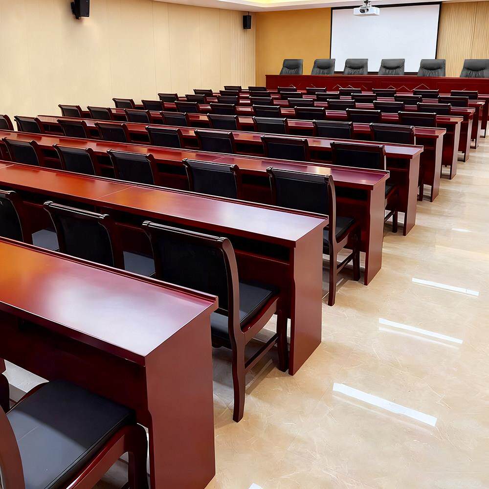 小型会议桌会议室椅组合实木双人会场党员活动室主席台油漆长条桌