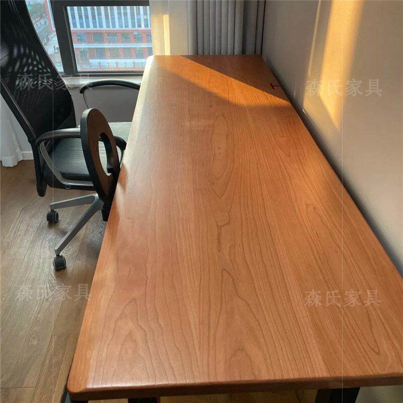 北美FAS樱桃木实木电脑桌工作台大板白蜡木个性餐桌办公学习书桌