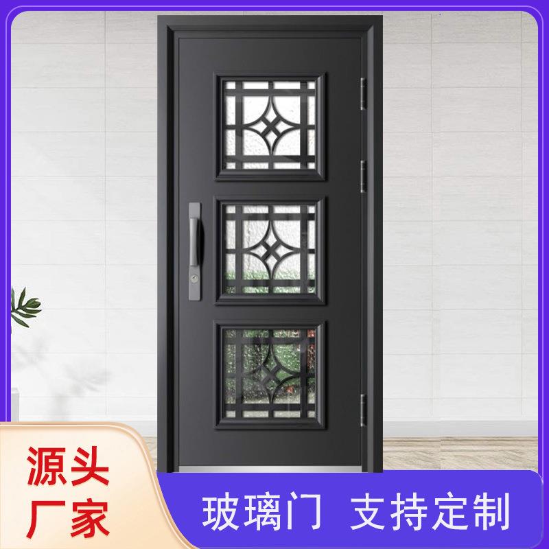 带玻璃防盗门家用铁门 玻璃拼接门 外贸钢质玻璃门 双开子母