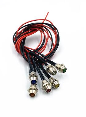开孔6MM微型指示灯面板信号灯LED带线3V5V6V12V24V110V220V电源灯