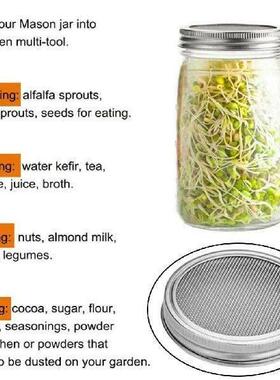 Mason Jar Screen Sprouting Lid Cover Seed Sprouter Set for