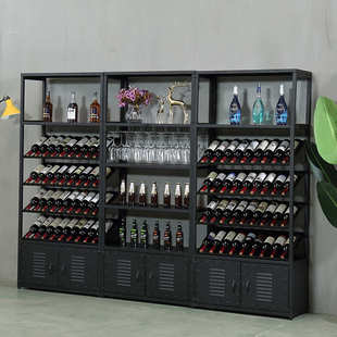 现代简约铁艺酒吧红酒柜靠墙餐厅客厅展示柜置物架葡萄酒架落地式