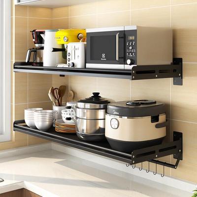 免打孔不锈钢厨房置物架壁挂式挂墙上烤箱架支架微波炉架收纳架子