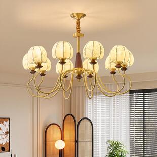 法式 复中古风全铜木吊灯客厅灯客古卧室餐厅主灯护眼吊灯厅779实