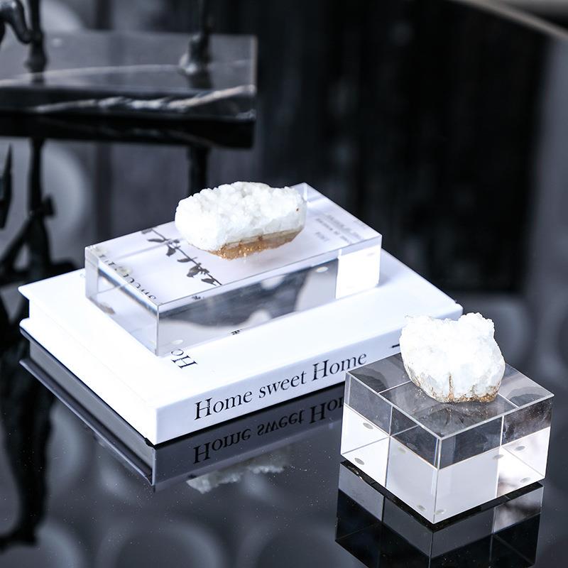 现代极简样板房客厅白水晶摆件茶几玄关摆场软装饰品创意家居摆设