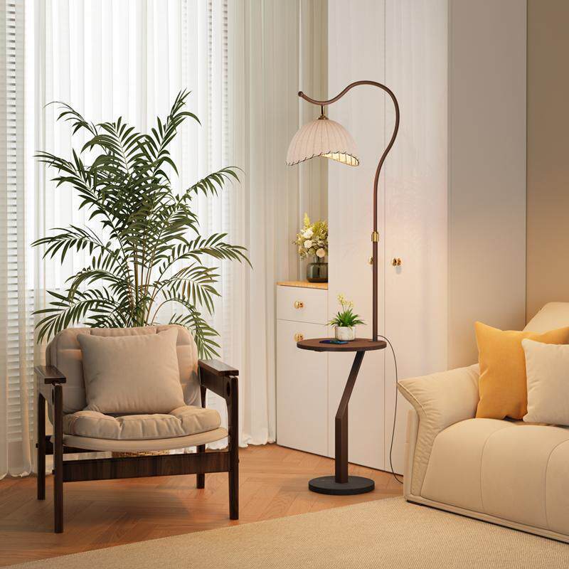 中古落地灯现代简约客厅沙发旁置物一体装饰灯卧室沙发床头氛围灯