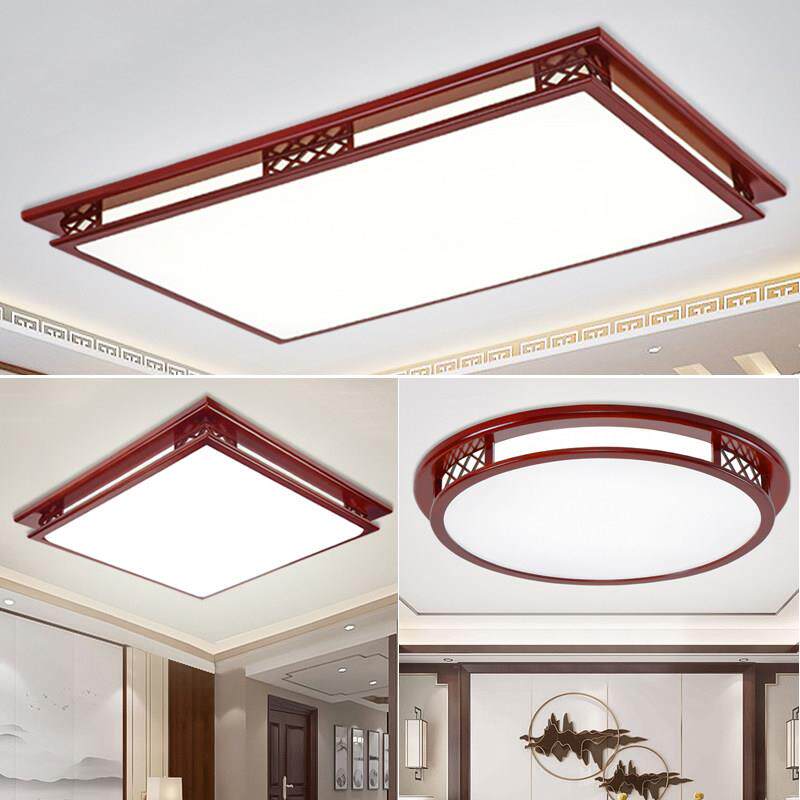 新中式客厅吸顶灯中国风长方形实木灯具卧室书房套餐压克力led