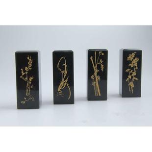 四君子玉石和田印章和田印章和田玉 青玉梅兰竹菊青玉真玉