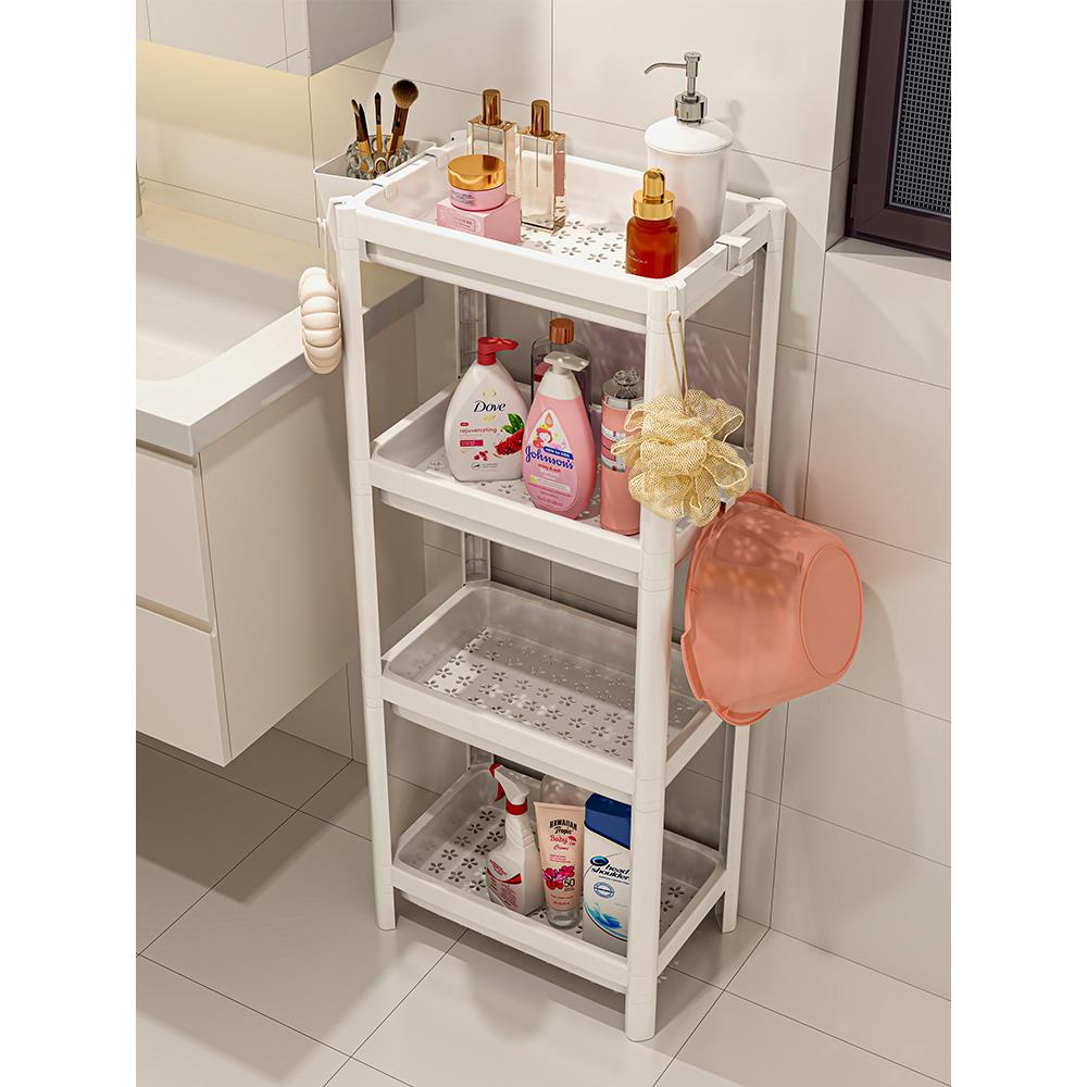浴室卫生间夹缝置物架塑料收纳架厕所洗手间小推车架子落地脸盆架