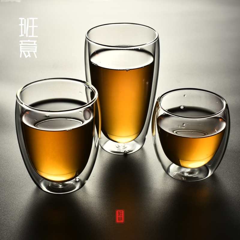 双层耐热透明玻璃咖啡杯防烫隔热水杯子家用牛奶杯泡花茶杯果汁杯