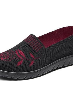 正品老北京布鞋女防妈滑步软底中老年健鞋鞋一脚蹬妈鞋休闲透气老