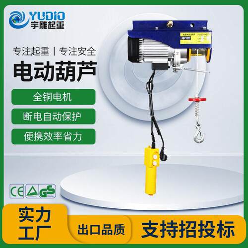 宇雕定制微型电动葫芦吊运机220V家用吊粮食装修上料小型提升机