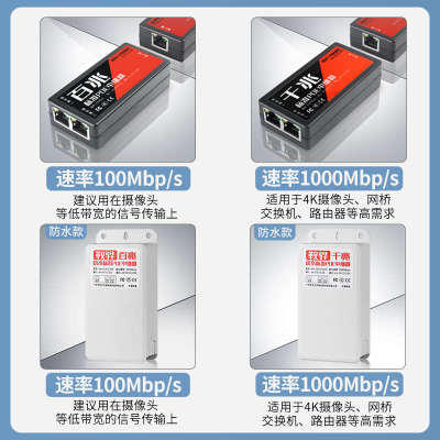 室外防水POE中继器千百兆一分二网络交换机监控摄像机标准分离器
