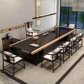 高档新中式 大板茶桌椅一体泡桌办茶桌室简约公茶实木茶台禅意茶几