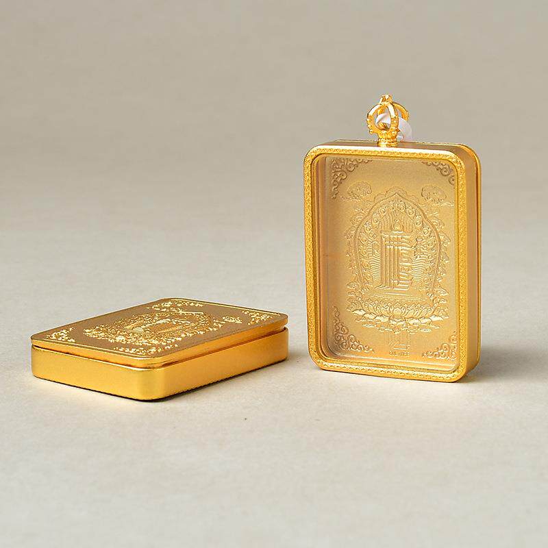 纯铜嘎乌盒十相自在单面壳唐卡方形复古吊坠多种图案可选择