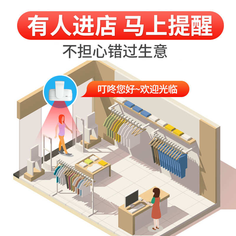 欢迎光临感应器进门语音商用进店叮咚迎宾器感应门铃门口来人提醒