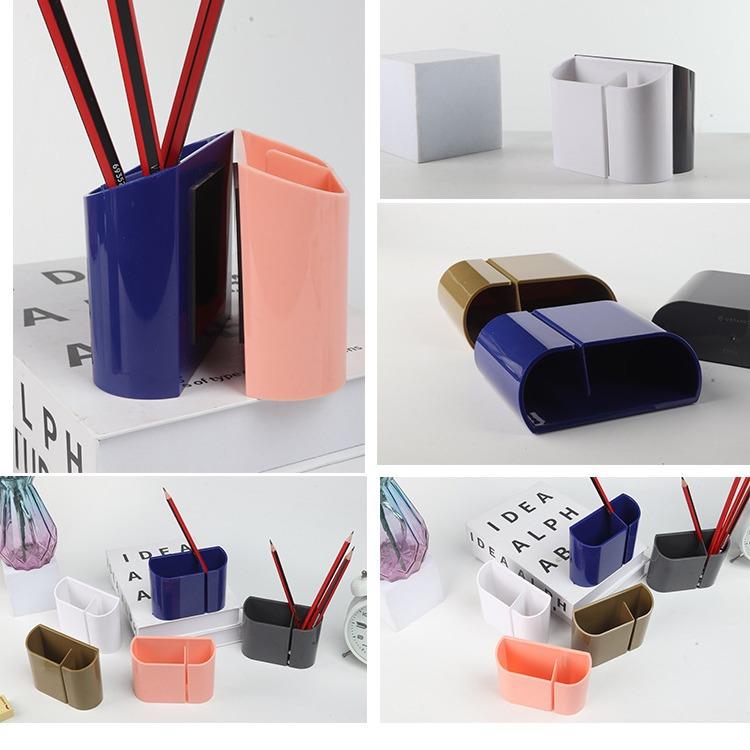 厂家供应彩色塑料磁性笔筒办公文具磁性笔盒白板收纳盒