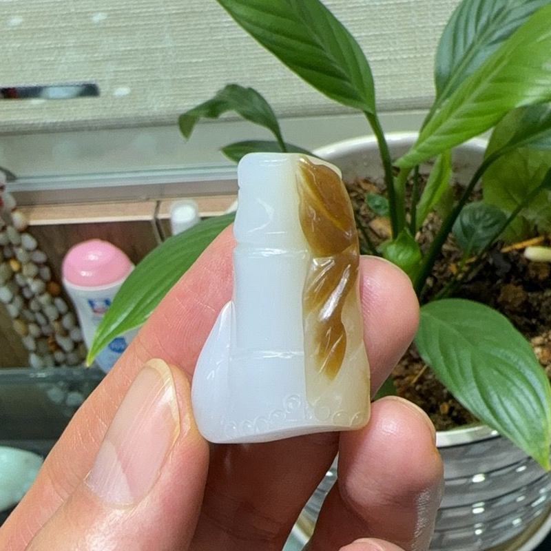 且末料竹节和田玉羊脂白玉竹节寓意节节高18.7克