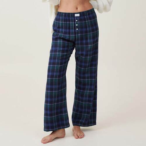 Women's color blocked plaid printed straight leg pants