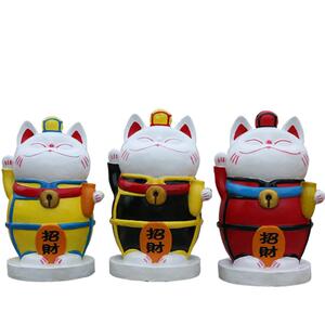 大型招财猫摆件户外玻璃钢雕塑春节喜庆招财商场酒店门头装饰美陈