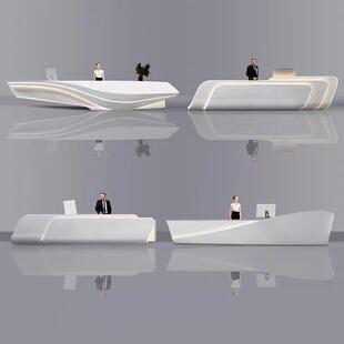 创意烤漆前台高档科技感吧台酒店公司定制接待台简约大厅服务台