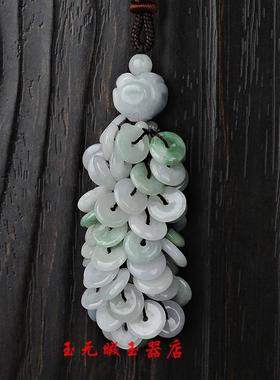 缅车甸料翡翠平扣42736挂老安翡翠车内挂饰装饰品