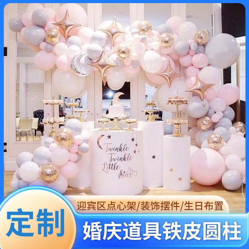 厂家供应 铁艺圆柱甜品台 点心架 婚礼装饰 迎宾区点心桌摆件
