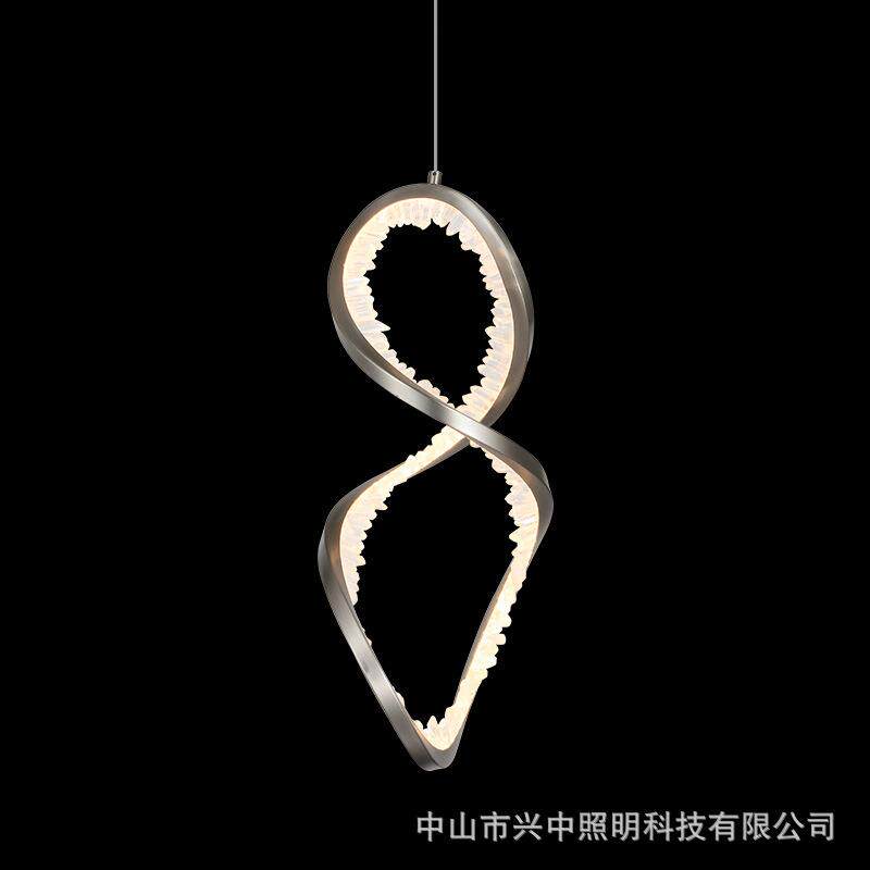 极简个性创意天然水晶吊灯设计师几何线条吧台床头别墅餐厅吊灯