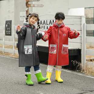 韩版 雨衣带小学生书包位儿童童大全身幼儿园男女上学时尚 雨披红路
