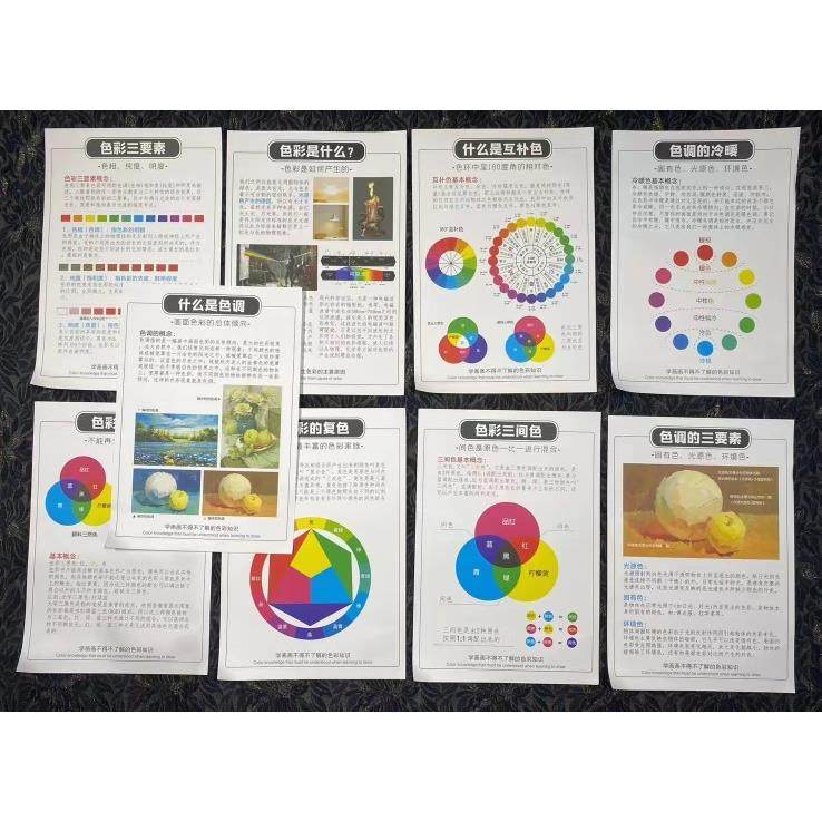 画室美术培训机构少儿水粉色彩知识点挂图壁画环创墙贴9张A3kt板,文具电教/文化用品/商务用品,宣传单/海报/说明书,淘宝优惠券,粉丝福利购,淘宝优惠卷