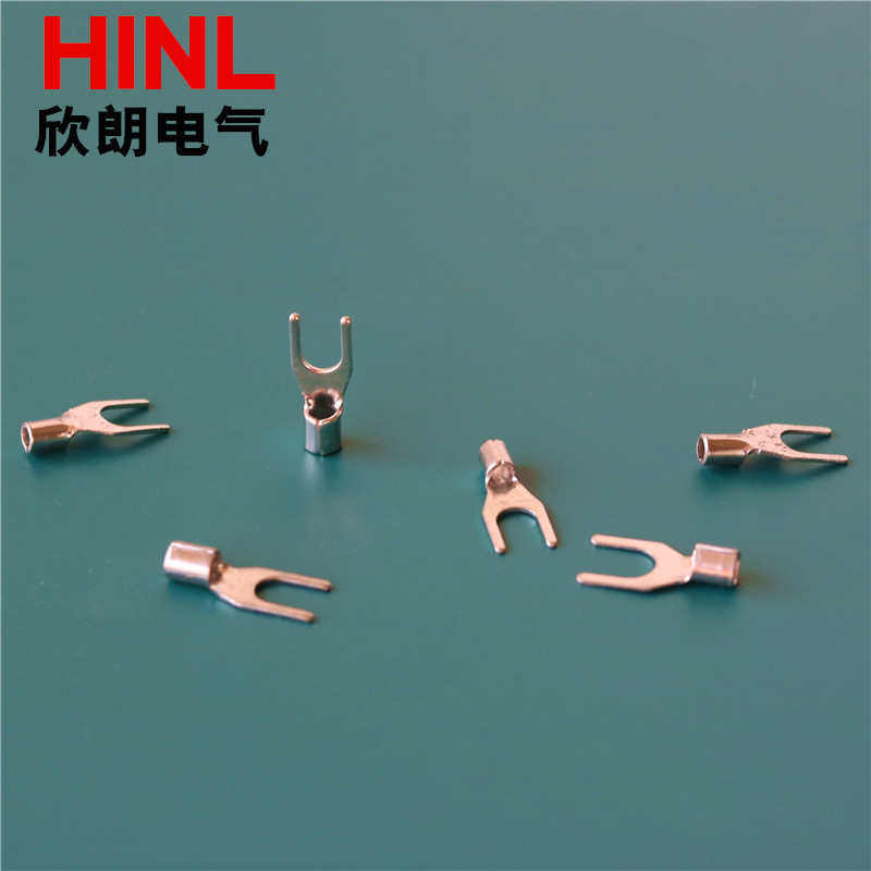 叉形冷压接线端头SNB2-4紫铜冷压接线裸端子压着线耳铜线鼻子