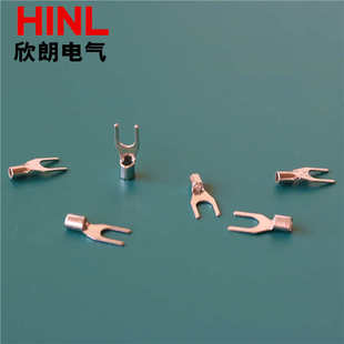 叉形冷压接线端头SNB2 4紫铜冷压接线裸端子压着线耳铜线鼻子